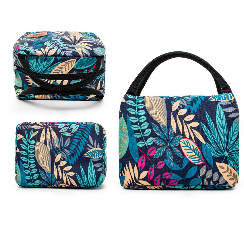 sac repas pratique isotherme feuilles multicolore