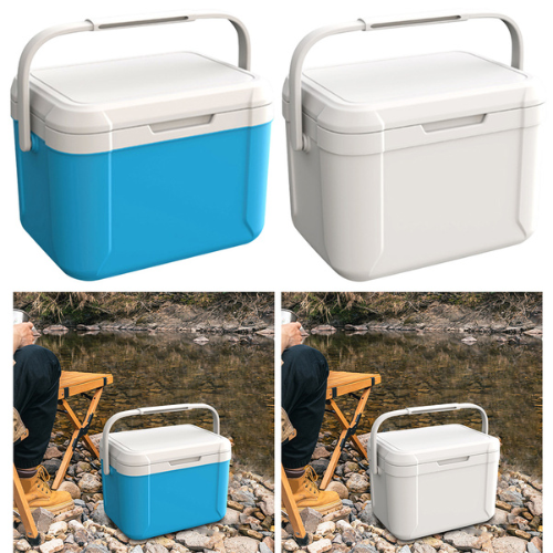 petite glaciere camping bleue et blanche