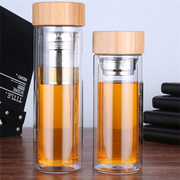 Gourde en Verre Infuseur Bois