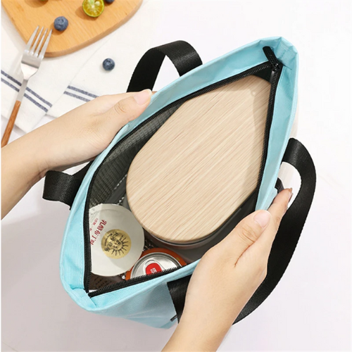 lunch bag isotherme bleu à main interieur