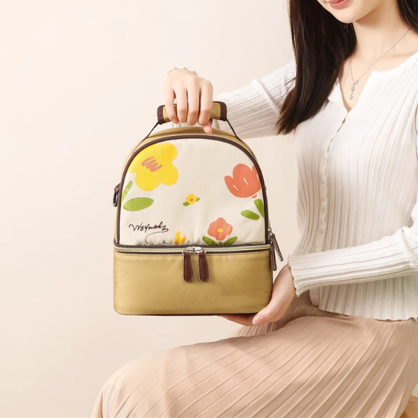 lunch bag isotherme design jaune fleuri