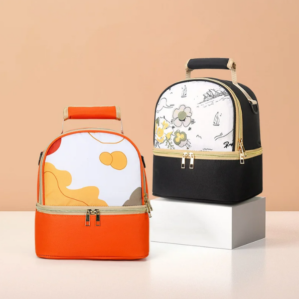 lunch bag isotherme design orange noir