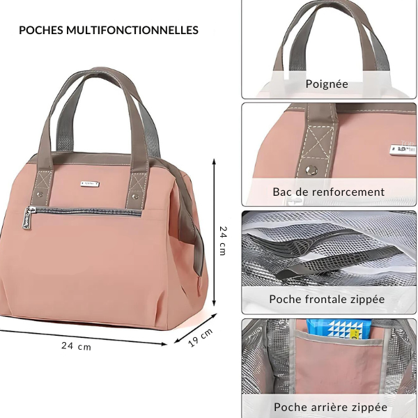 lunch bag isotherme rose chic détails