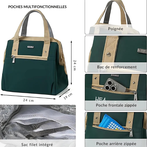 lunch bag isotherme vert chic détails