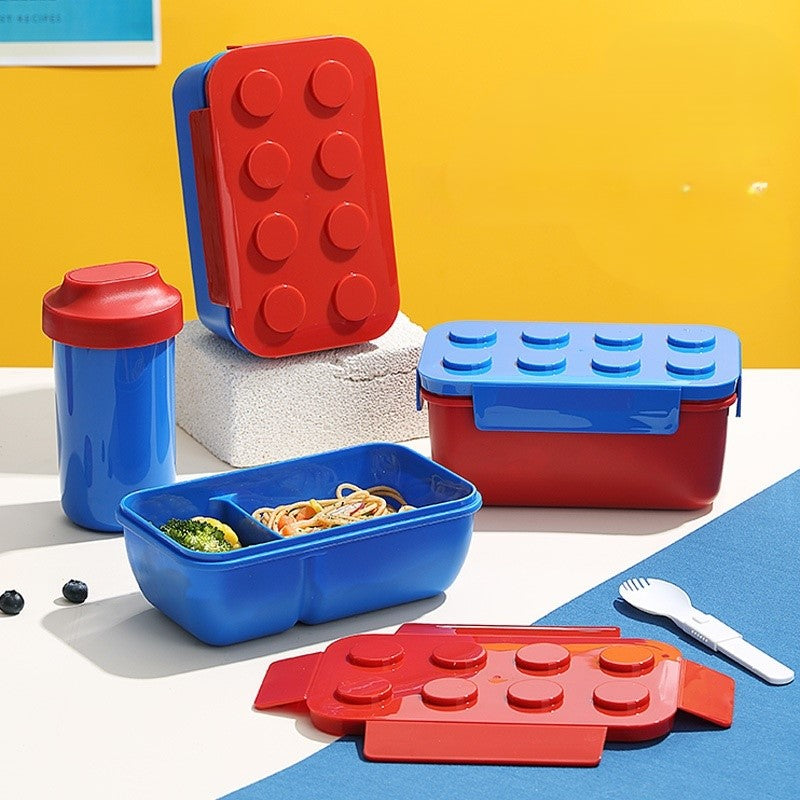 lunch box empilable lego bleu rouge gourde bleue