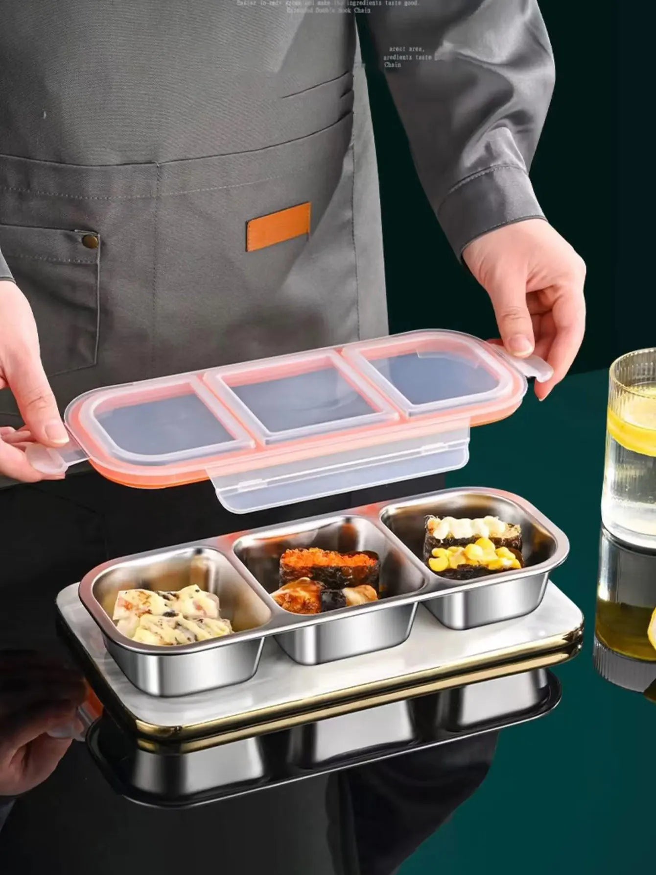 Boîte Repas Slim en Acier Inoxydable 3 Compartiments