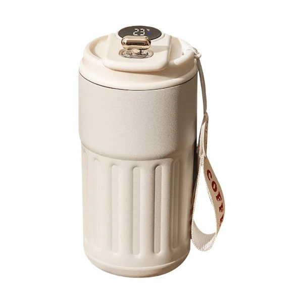 mug isotherme affichage led couvercle blanc