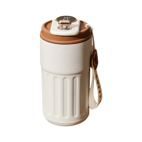 mug isotherme affichage led couvercle marron