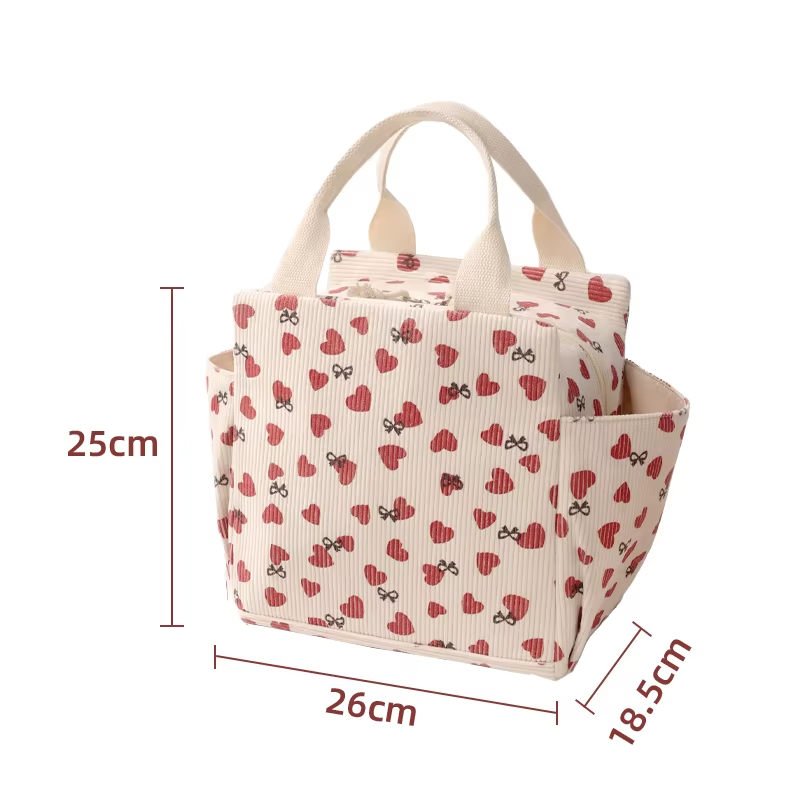 sac isotherme en velours coeur