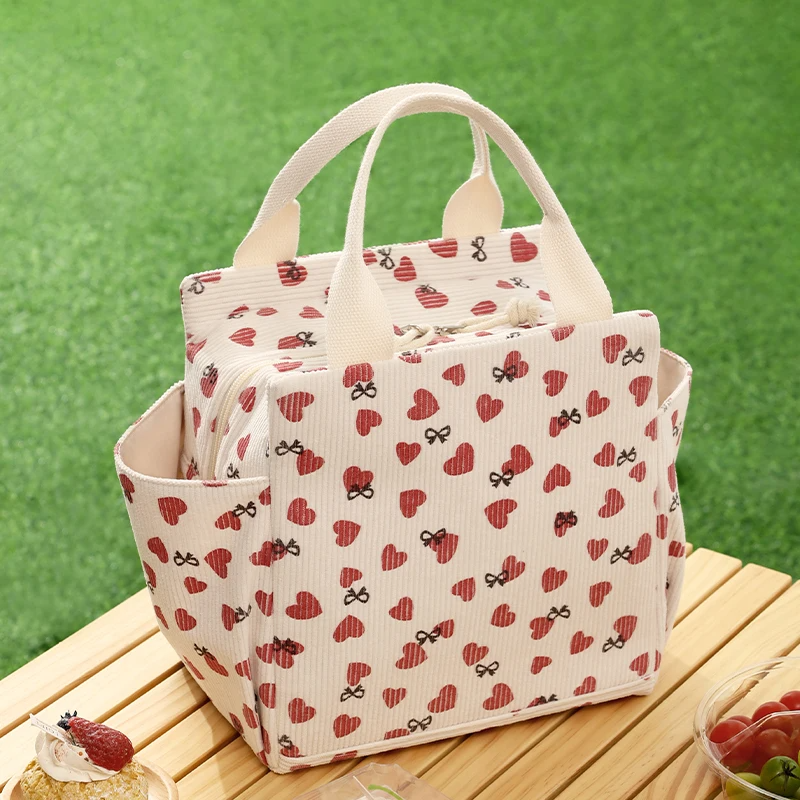sac isotherme en velours coeur