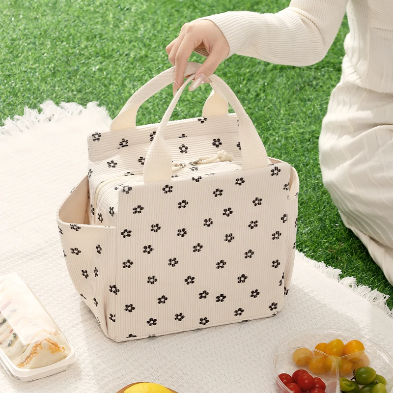 sac isotherme en velours fleur