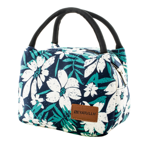 Sac Isotherme Repas Fleurs Blanches