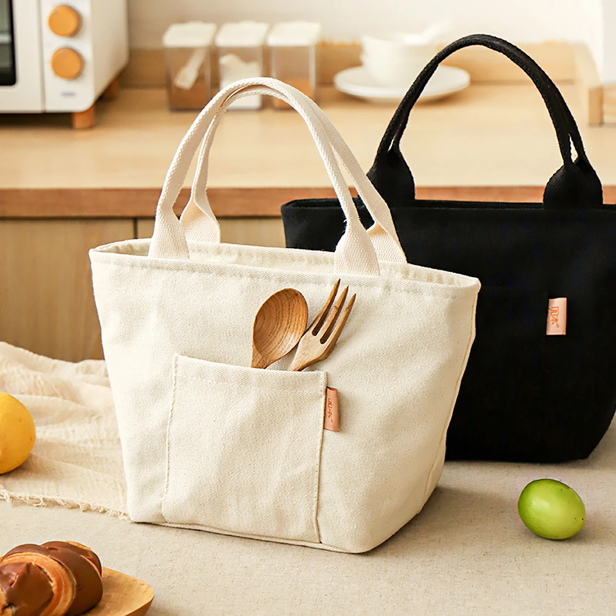 sac lunch en toile beige