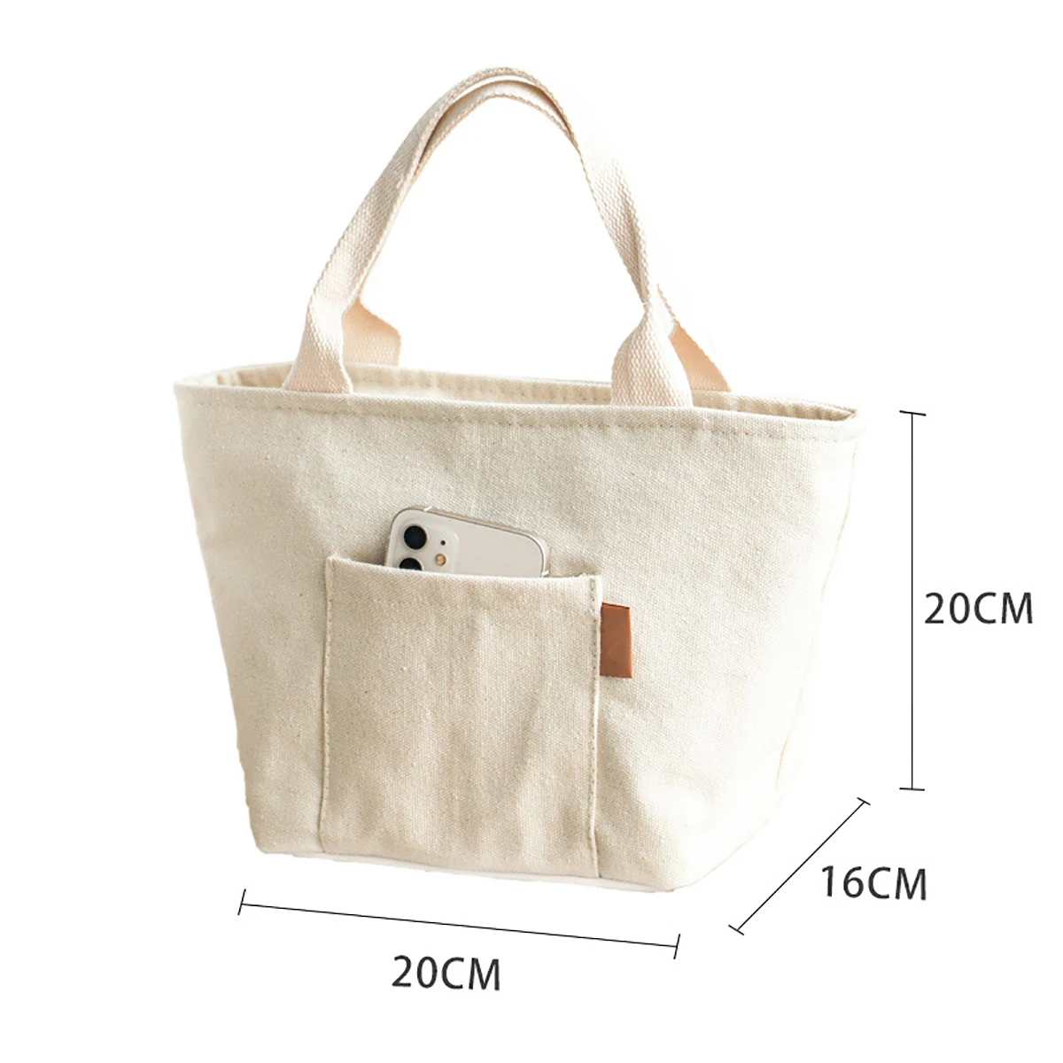 sac lunch en toile beige