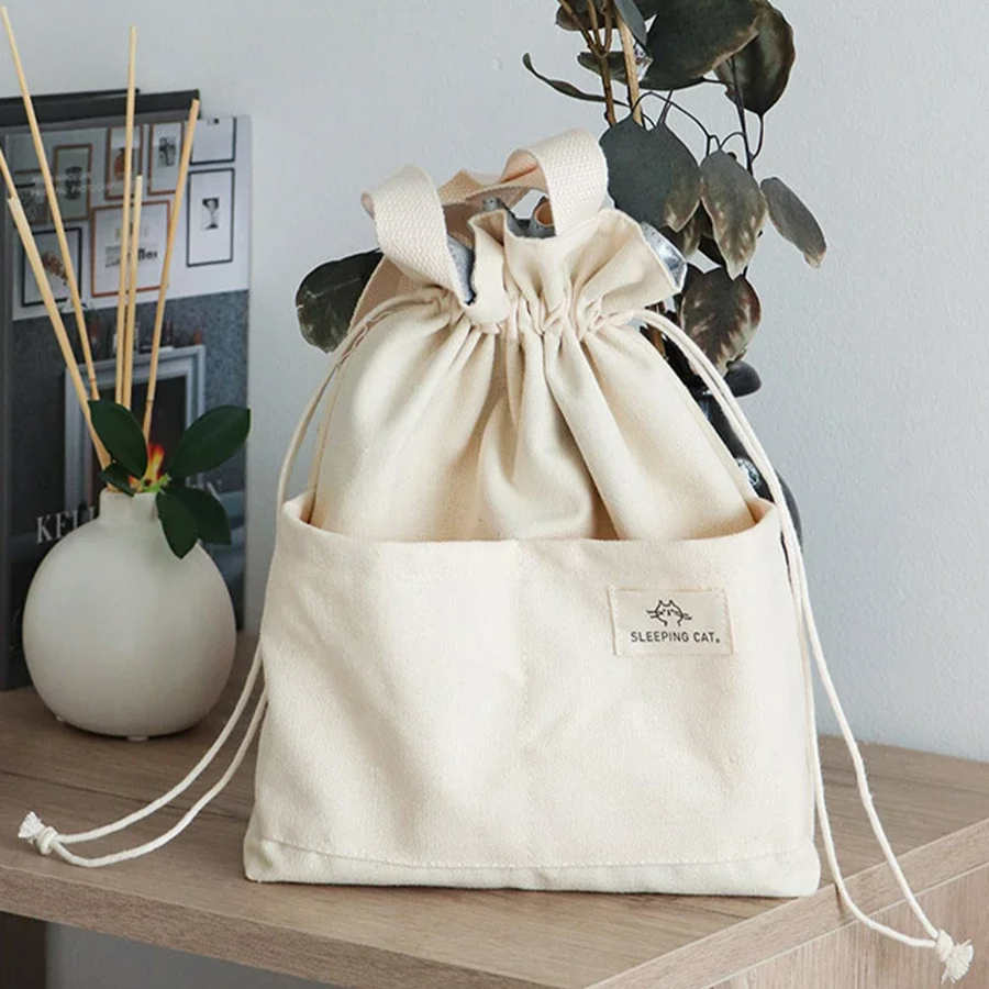 sac repas tissu isotherme beige