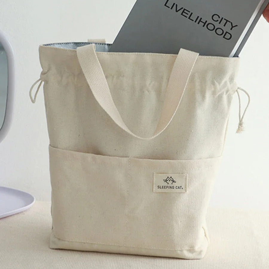 sac repas tissu isotherme beige