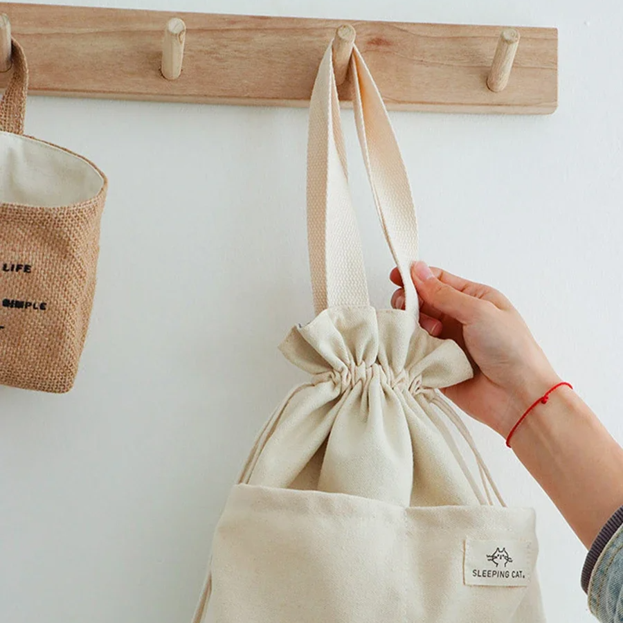 sac repas tissu isotherme beige