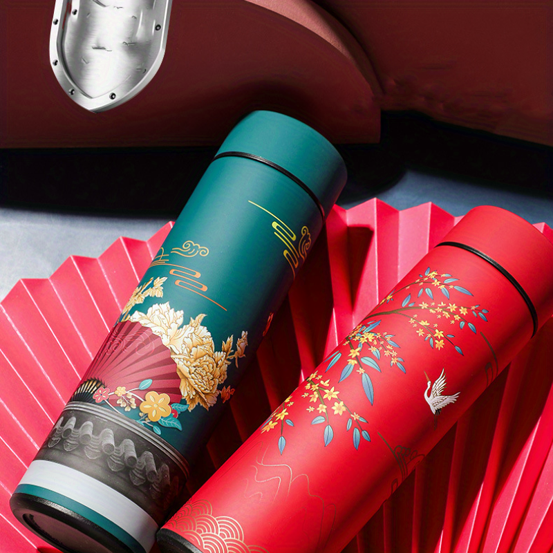 thermos japonais élégant rouge vert