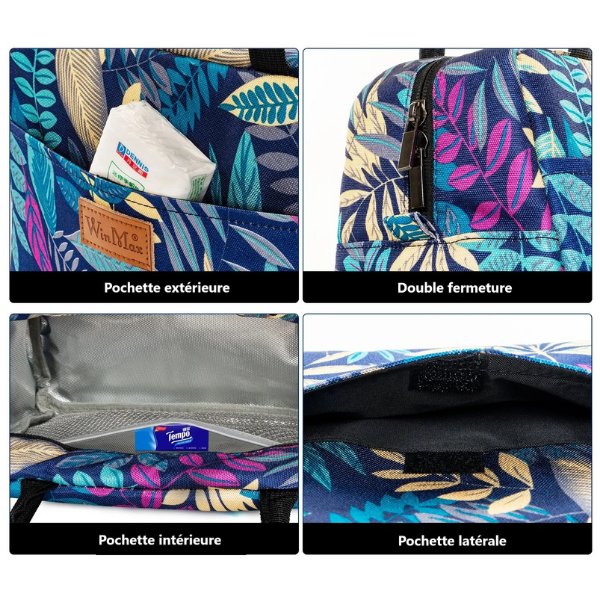 detail sac isotherme fleuri