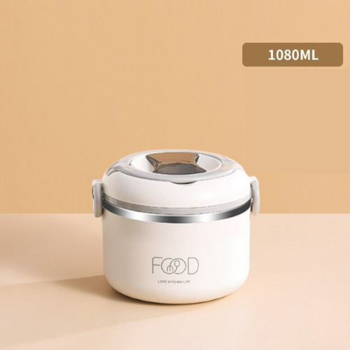 Boite lunch isotherme blanche de contenance 1080ml pour repas 1 étage