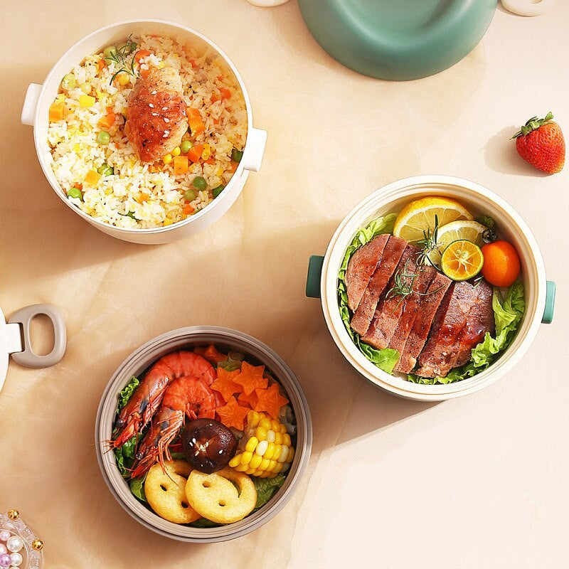 Boite déjeuner portable rose blanche repas