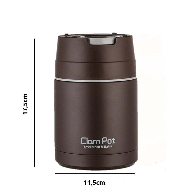 Boite lunch chauffante marron 800ml repas