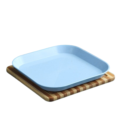 Assiette réutilisable plastique bleu