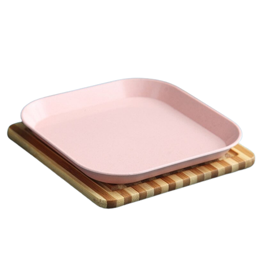 Assiette réutilisable plastique rose