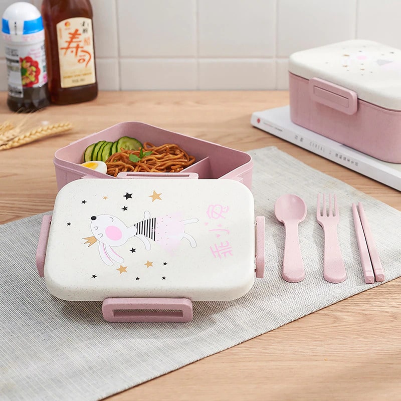 bento japonais rose cute lapin details