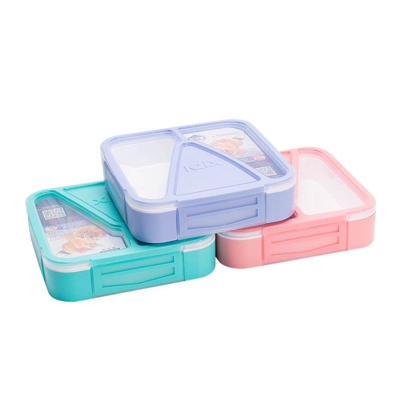 lunch box bleue, verte, rose