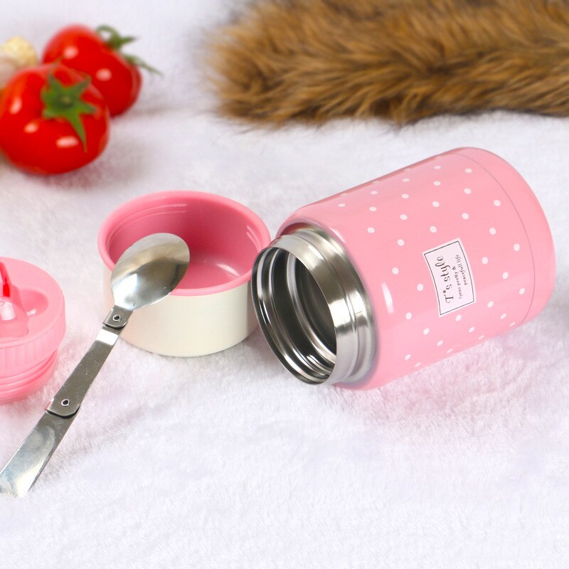 boite a soupe rose inox avec cuillere