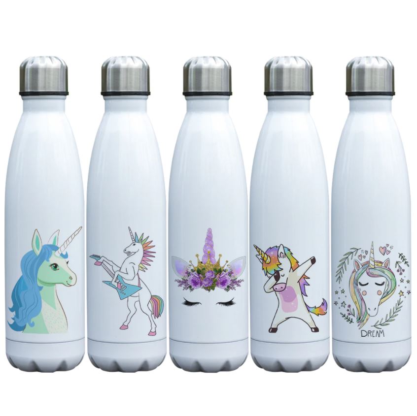 bouteille isotherme 5 motifs licornes