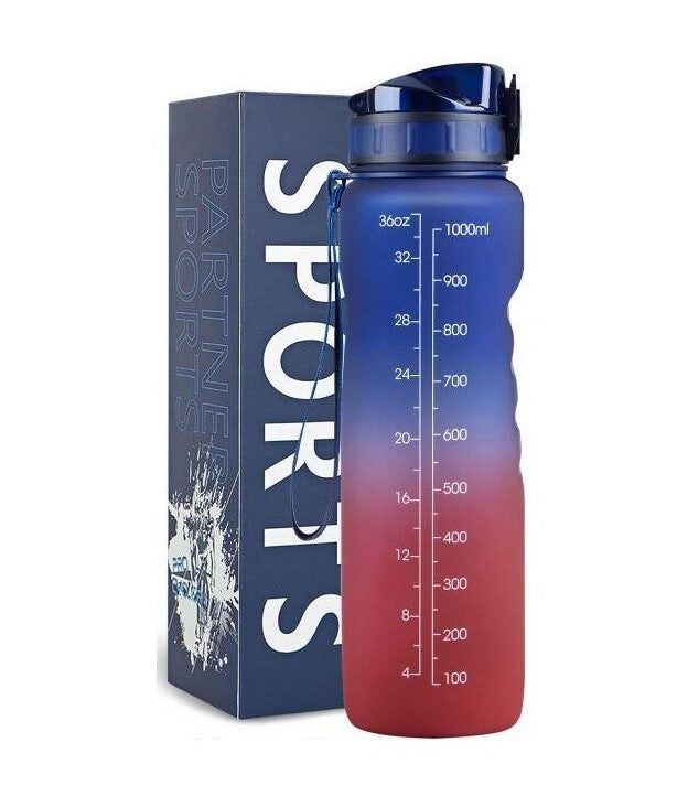 Bouteille de sport réutilisable couleur bleu rouge