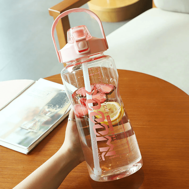 Gourde Sport Transparente Rose 2L