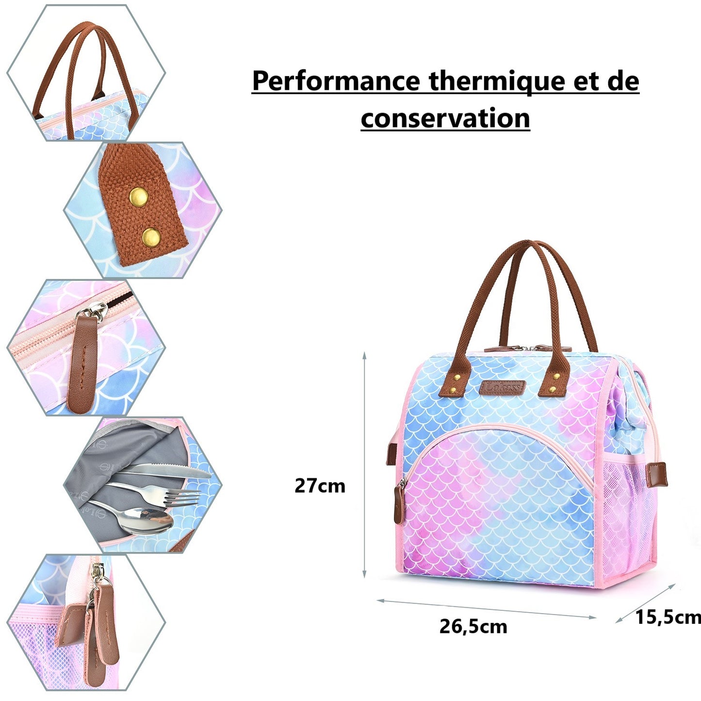 sac repas glaciere multicolore