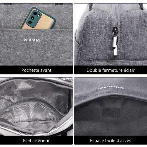 haute qualité lunch bag gris