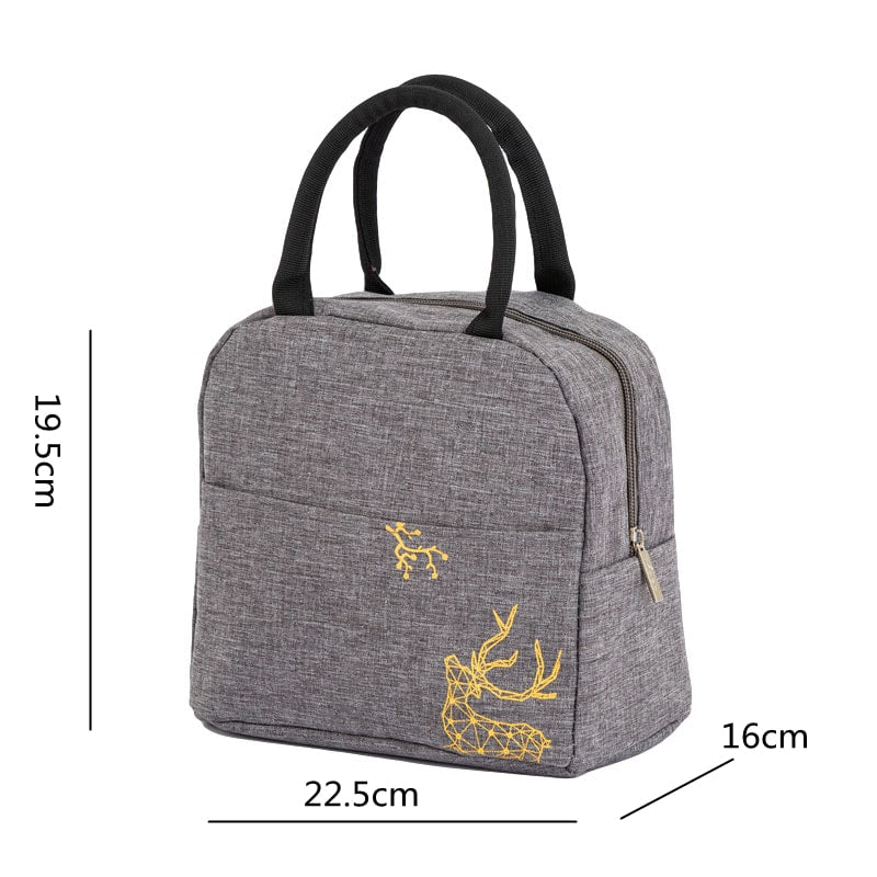 dimension sac isotherme gris motif cerf