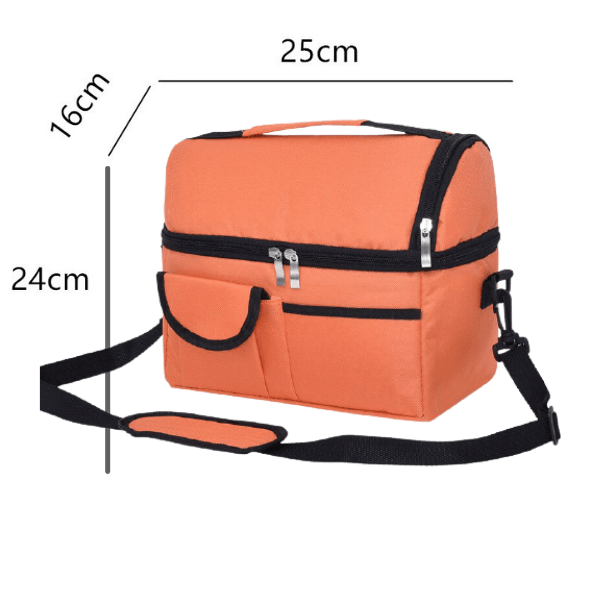 mesures glaciere souple orange bandouliere