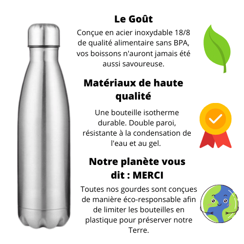 Gourde Isotherme Marbre Blanc