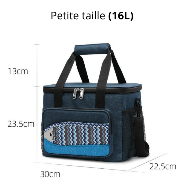 Glaciere souple 16L bleu motif poisson dimension