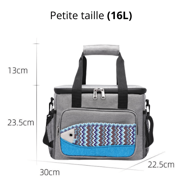 Glaciere souple 16L grise motif poisson dimension