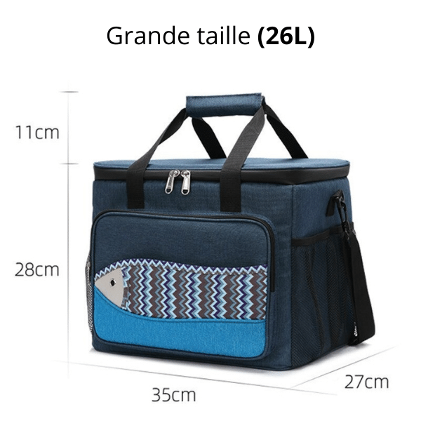Glaciere souple 26L bleu motif poisson dimension