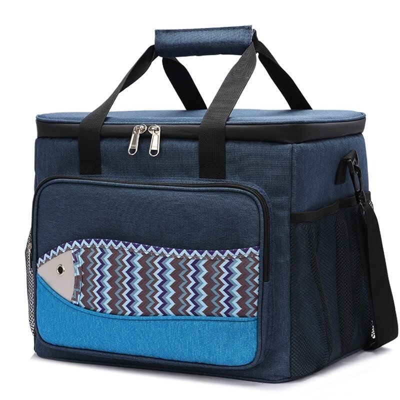 Glaciere souple 26L bleu motif poisson