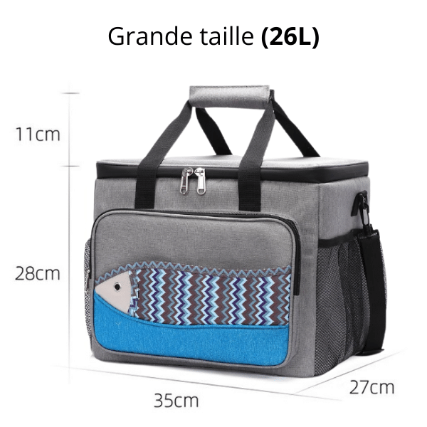 Glaciere souple 26L grise motif poisson dimension