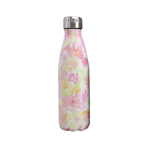 gourde inox bouteille isotherme motif fleurs multicolores
