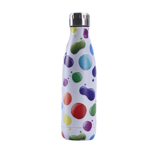 Bouteille isotherme 500 ml en acier inoxydable au motif bulle coloree