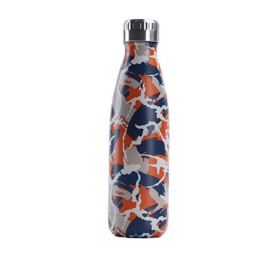 Bouteille isotherme 500 ml en acier inoxydable au motif camouflage sauvage