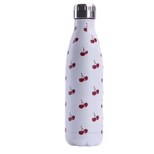 Bouteille isotherme 500 ml en acier inoxydable au motif cerise