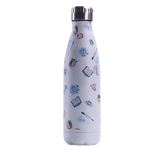 Bouteille isotherme 500 ml en acier inoxydable au motif ecole