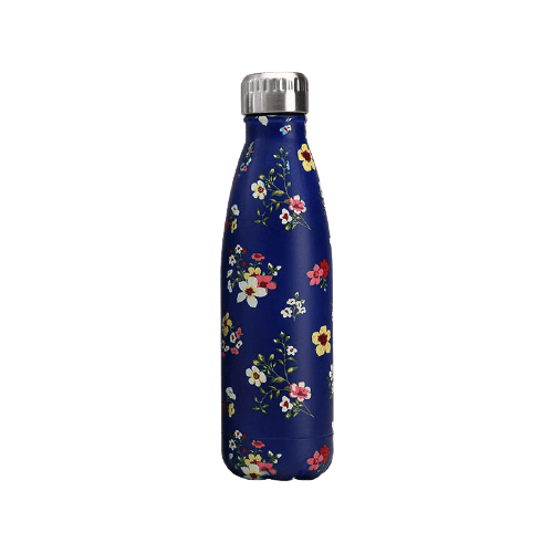 gourde inox bouteille isotherme bleue fleurs toutes les couleurs